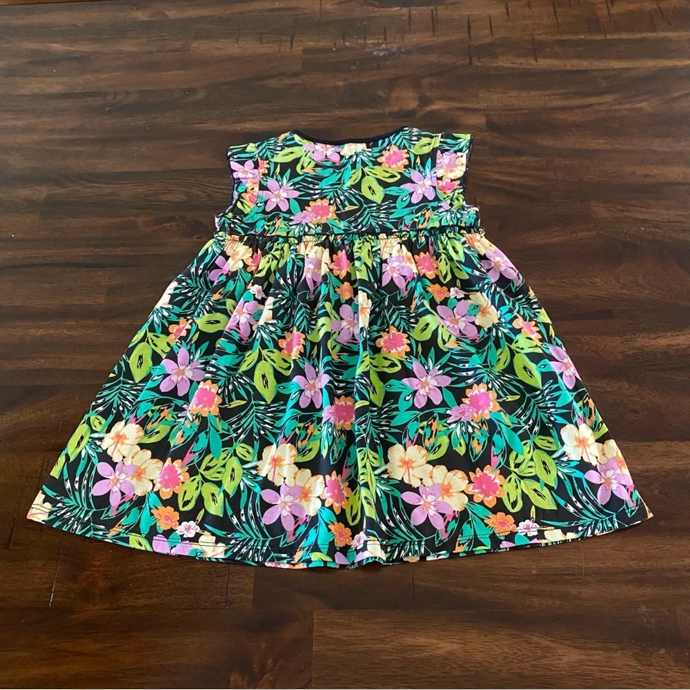 First Impressions Floral Tropical Plaid Dress
